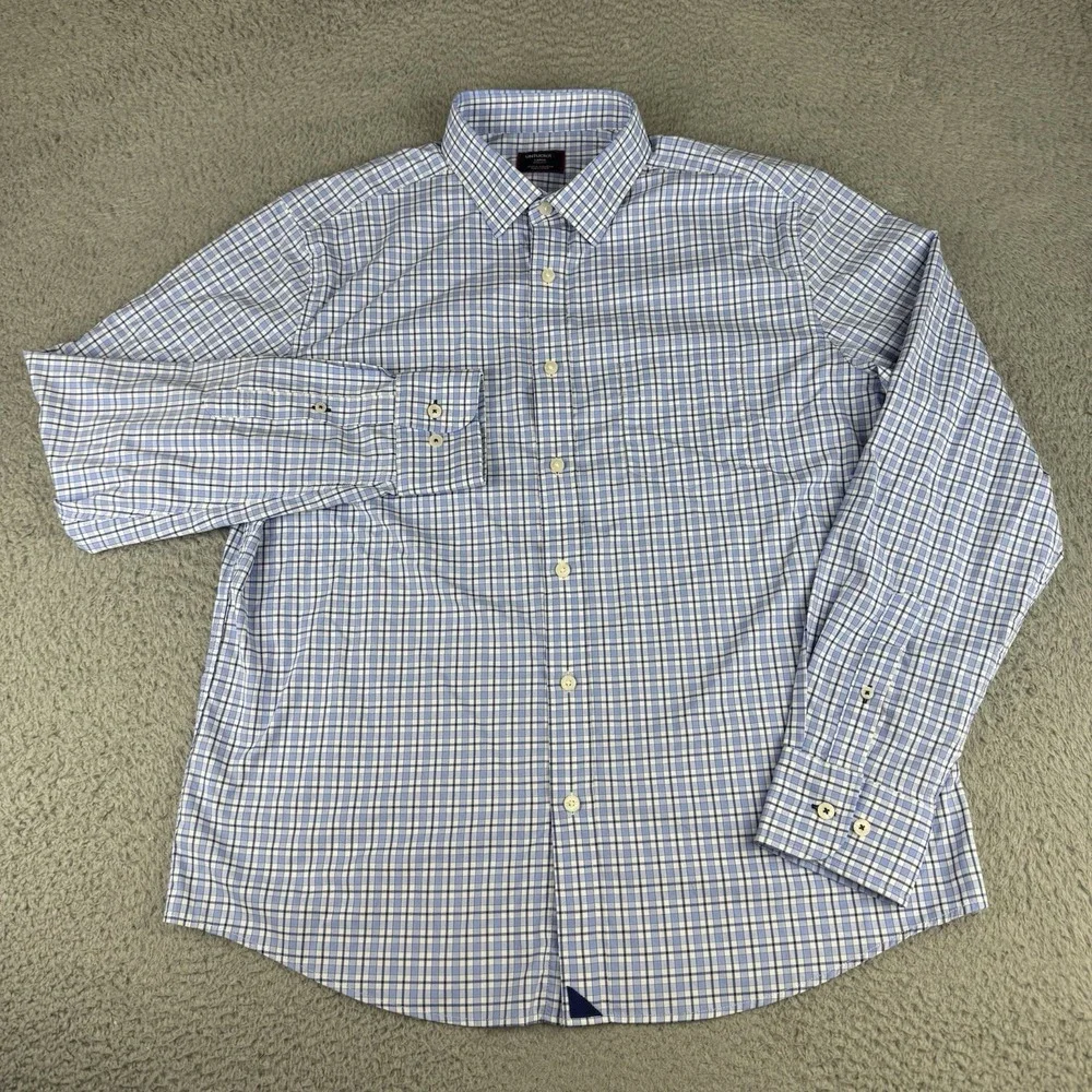 Untuckit Mens Long Sleeve Button Shirt Plaid Collared Business Casual Top Large